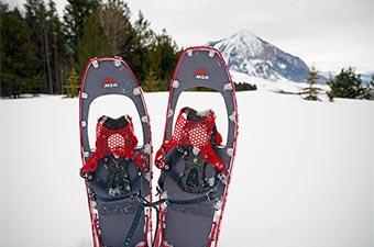 MSR Lightening Ascent Snowshoes (set up in snow)